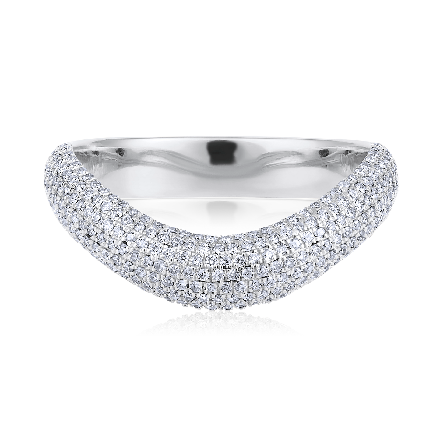Solid Gold 0.44ct Natural Diamond Curved Wave Band Ring