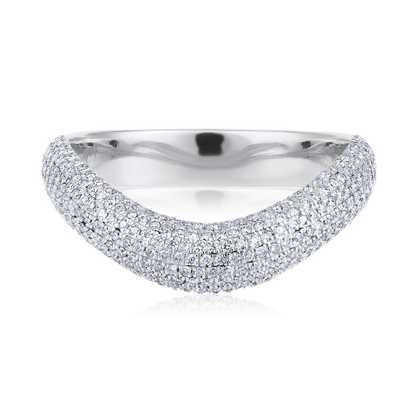 Solid Gold 0.44ct Natural Diamond Curved Wave Band Ring