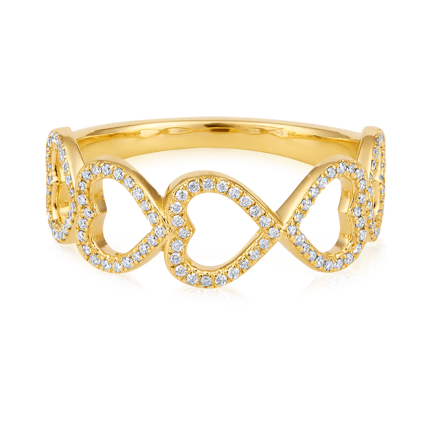 Solid Gold 0.2ct Natural Diamond Heart Link Infinity Ring