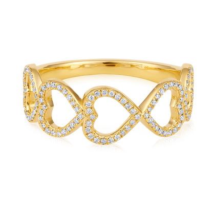 Solid Gold 0.2ct Natural Diamond Heart Link Infinity Ring