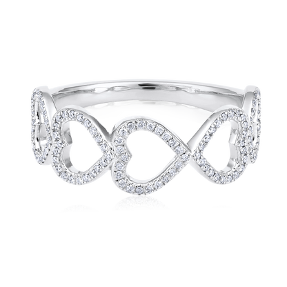 Solid Gold 0.2ct Natural Diamond Multi Heart Infiniti Ring