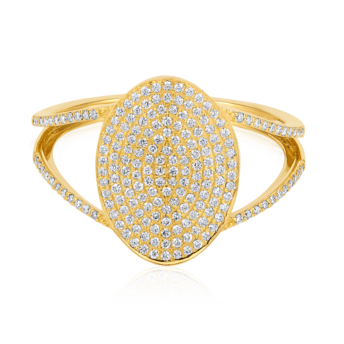 Solid Gold 0.33ct Natural Diamond Oval Signet Studded Ring
