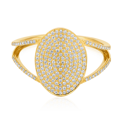 Solid Gold 0.33ct Natural Diamond Oval Signet Studded Ring