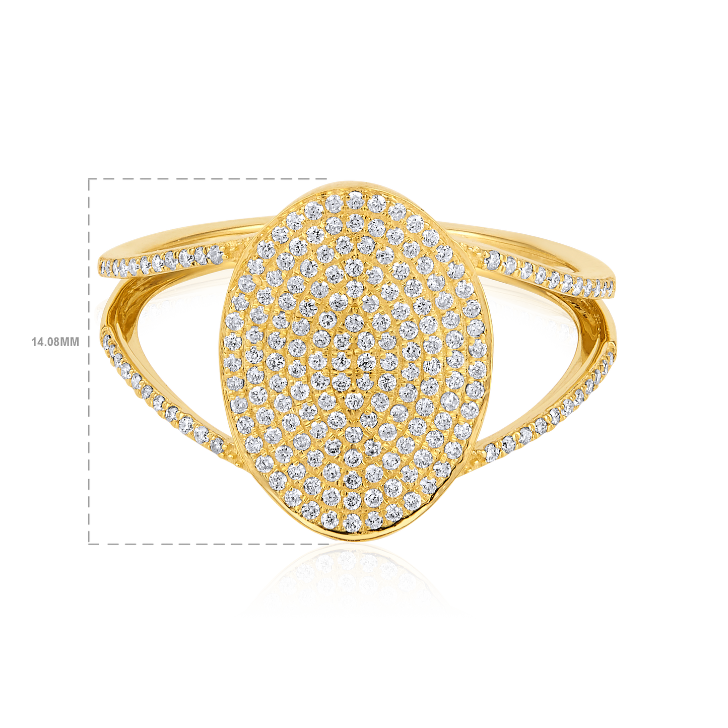 Solid Gold 0.33ct Natural Diamond Oval Signet Studded Ring