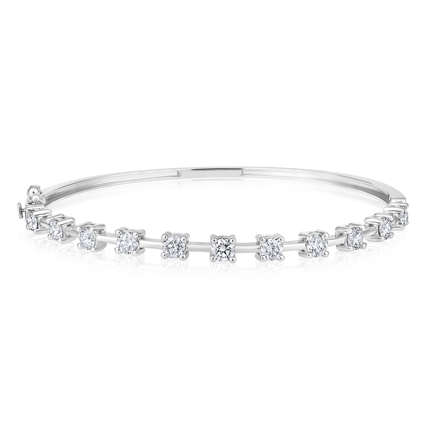 Solid Gold 2.1ct Natural Diamond Link Station Bangle Bracelet