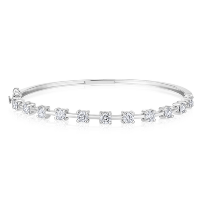 Solid Gold 2.1ct Natural Diamond Link Station Bangle Bracelet