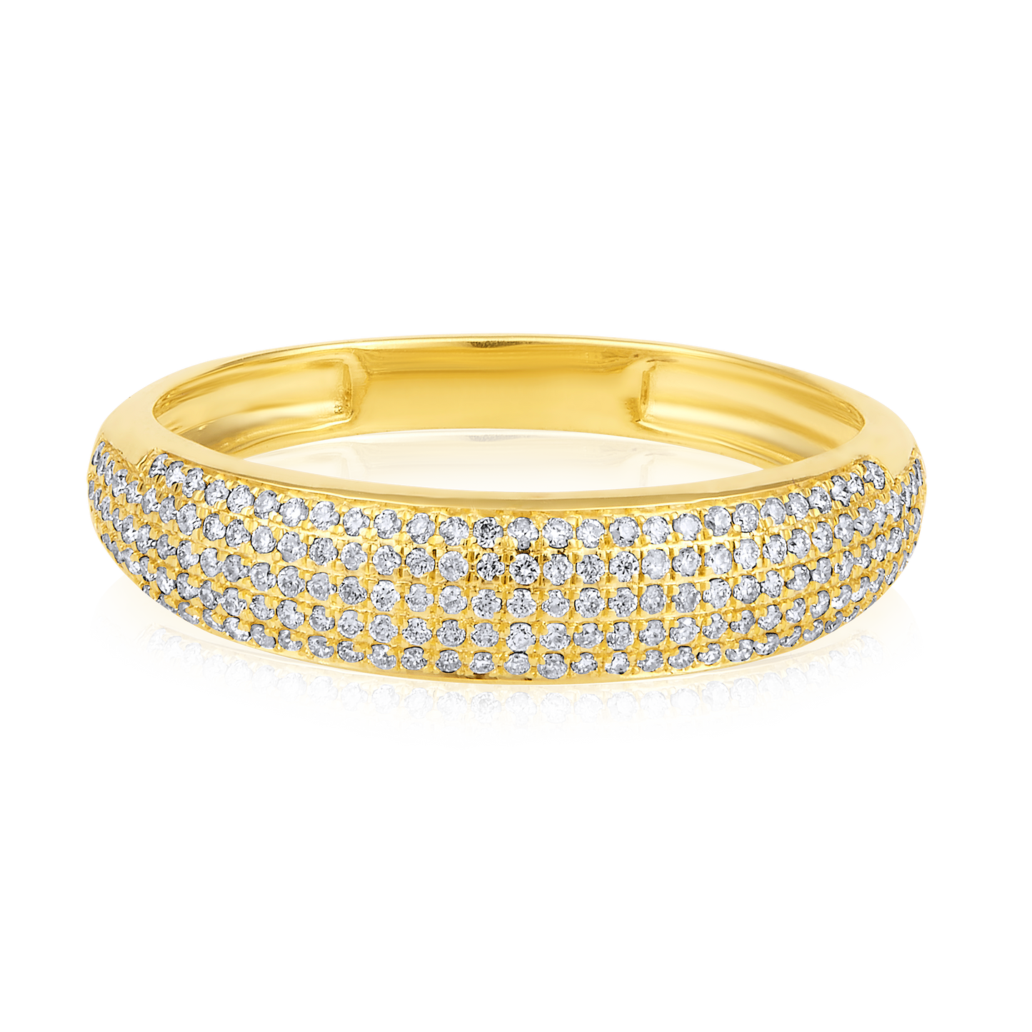 Solid Gold 0.3ct Natural Diamond Studded Dome Band Ring