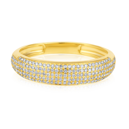 Solid Gold 0.3ct Natural Diamond Studded Dome Band Ring