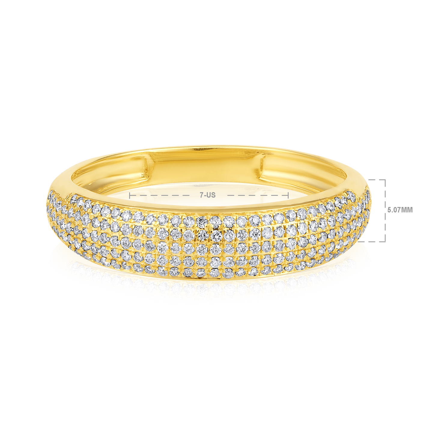 Solid Gold 0.3ct Natural Diamond Studded Dome Band Ring