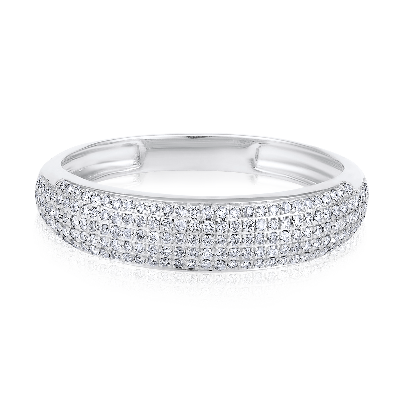 Solid Gold 0.3ct Natural Diamond Dome Studded Band Ring