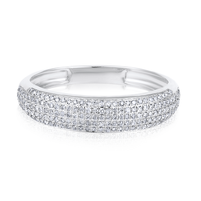 Solid Gold 0.3ct Natural Diamond Dome Studded Band Ring