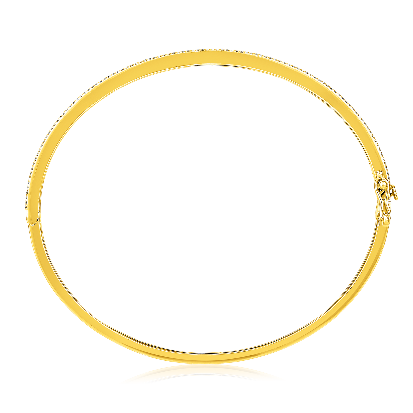 Solid Gold 0.9ct Natural Diamond Cluster Studded Bangle Thick Bracelet