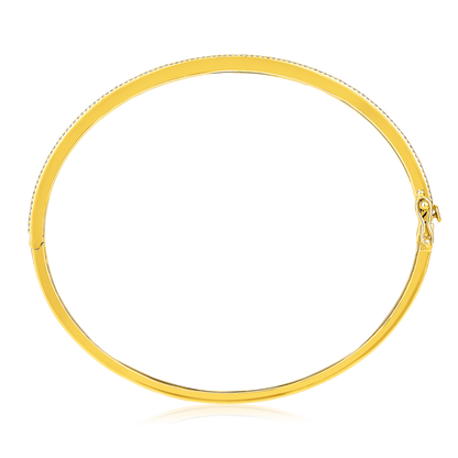 Solid Gold 0.9ct Natural Diamond Cluster Studded Bangle Thick Bracelet