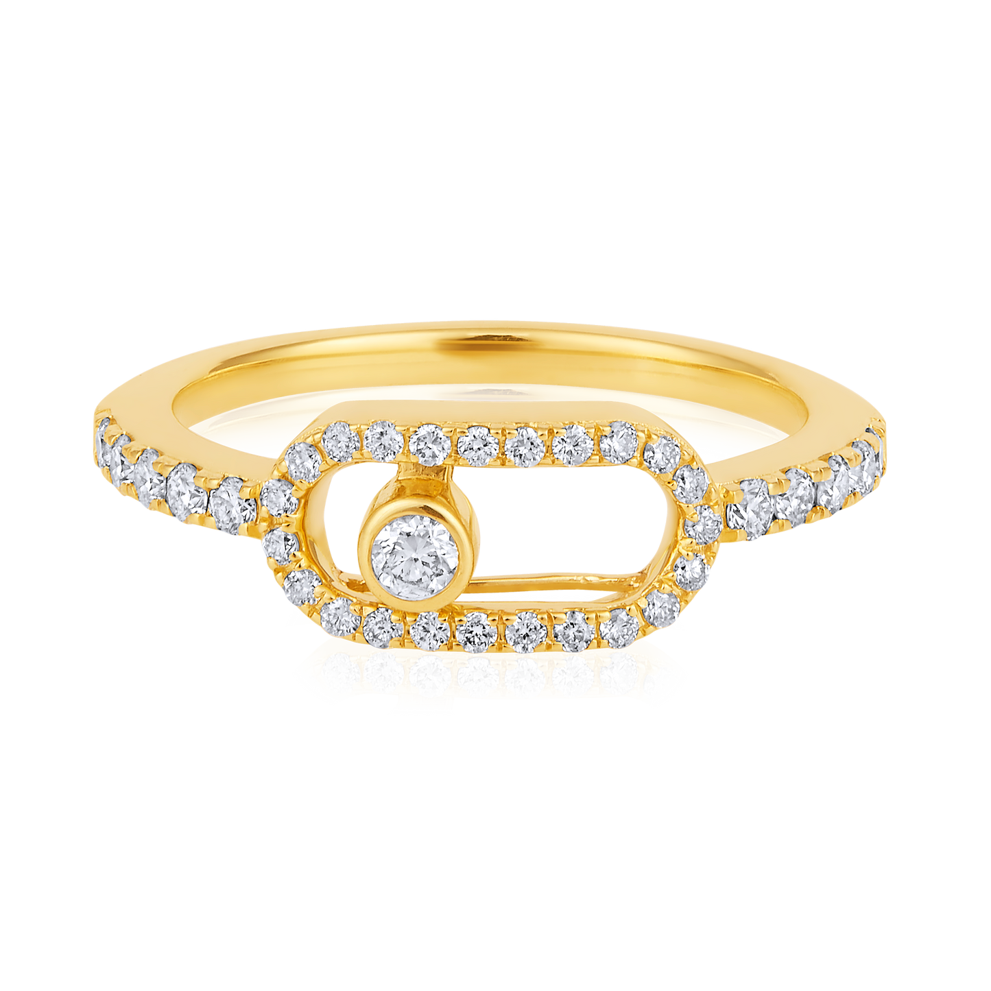 Solid Gold 0.4ct Natural Diamond Move Uno Paperclip Ring