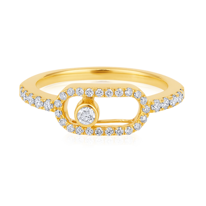 Solid Gold 0.4ct Natural Diamond Move Uno Paperclip Ring
