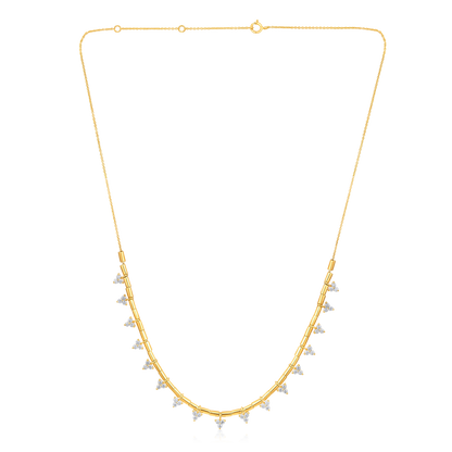 Solid Gold 2.11ct Natural Diamond 3 Stone Trio Necklace