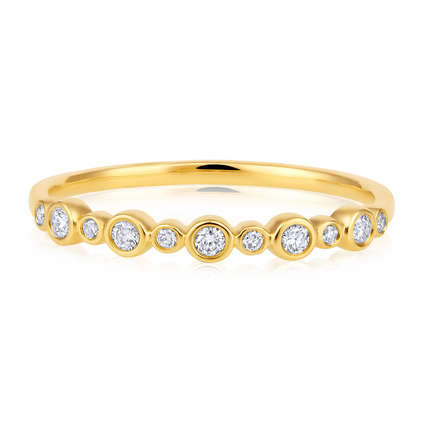 Solid Gold 0.13ct Natural Diamond Bezel Eternity Band Ring