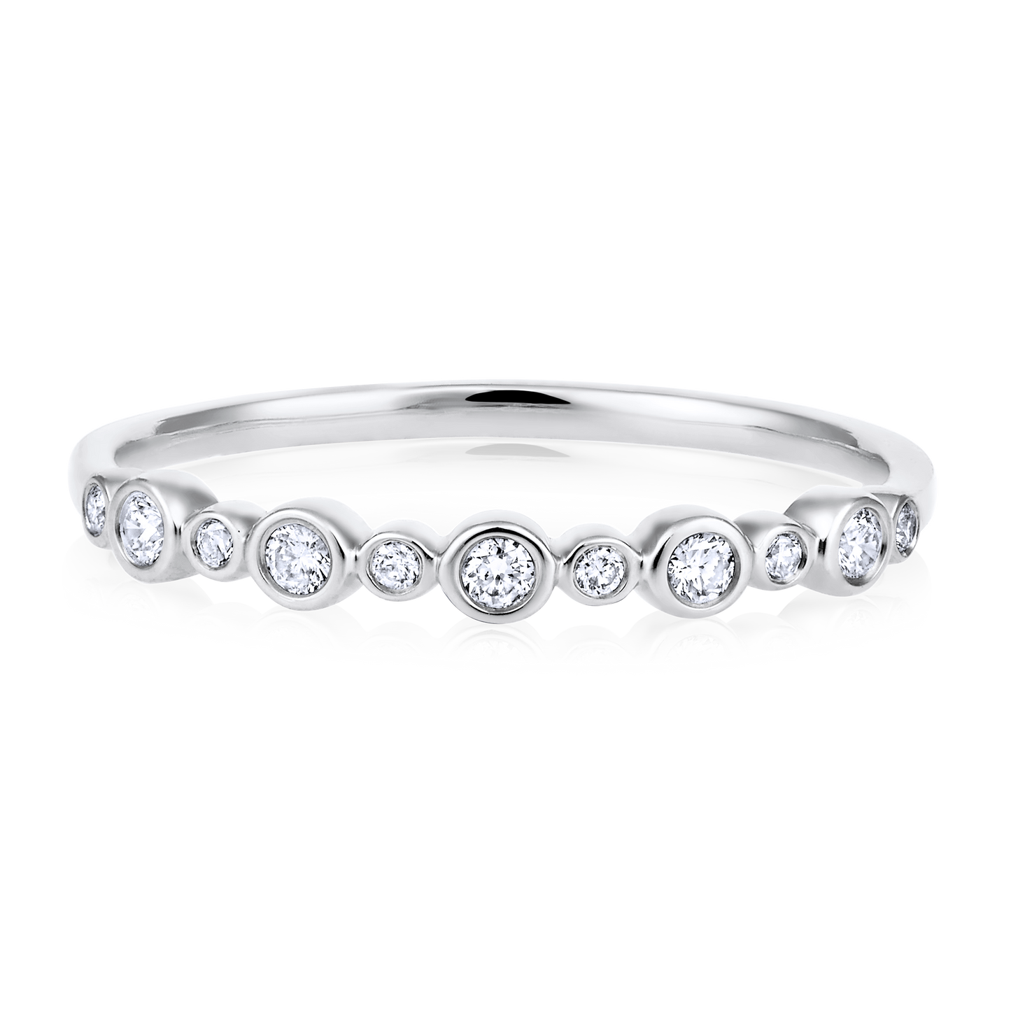 Solid Gold 0.13ct Natural Diamond Bead Bezel Ring