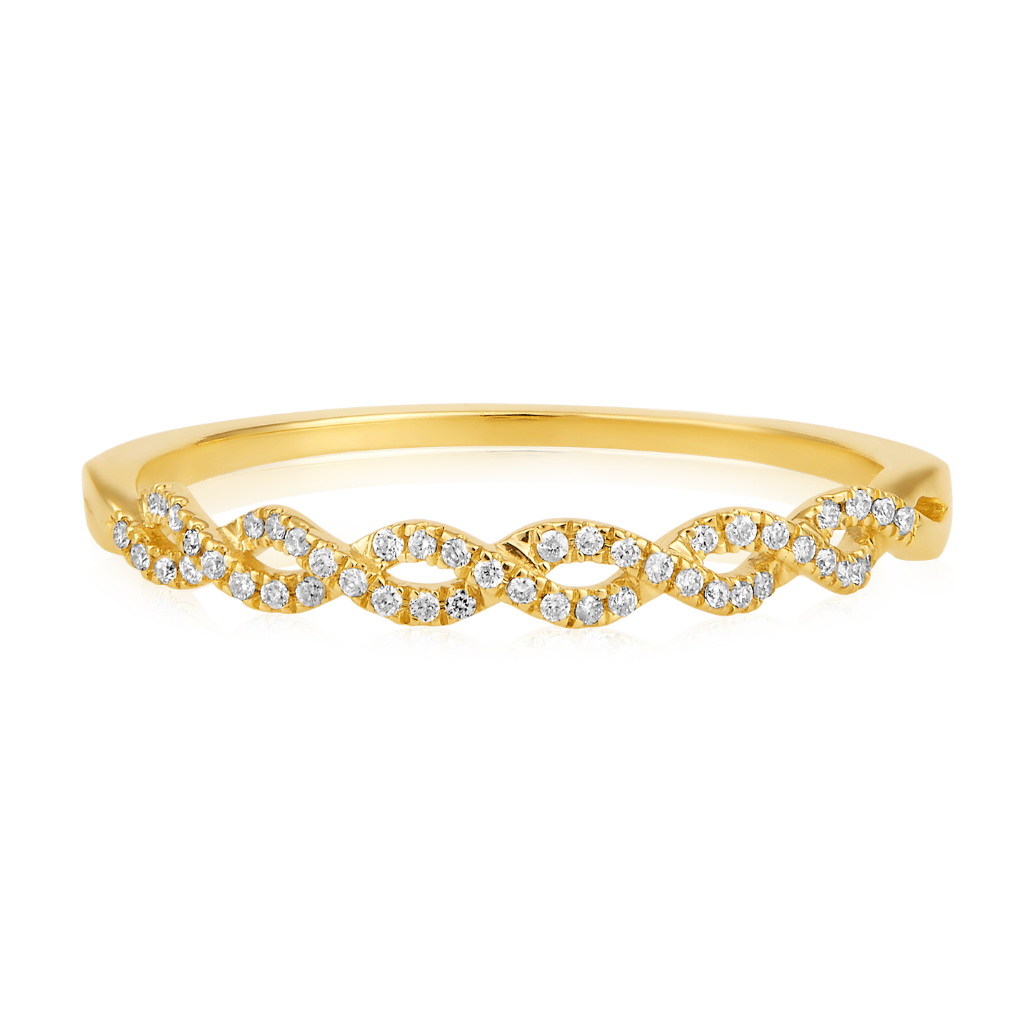 Solid Gold 0.1ct Natural Diamond Infinity Band Ring