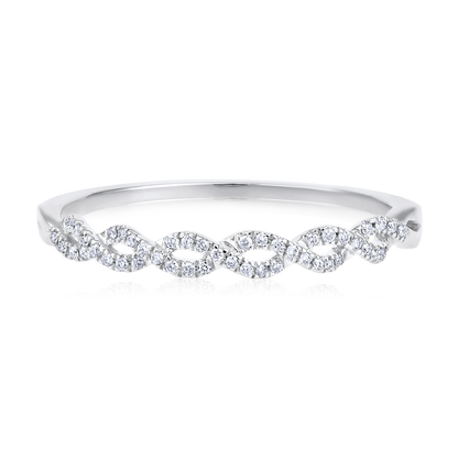 Solid Gold 0.1ct Natural Diamond Infinity Crossover Swirl Band Ring