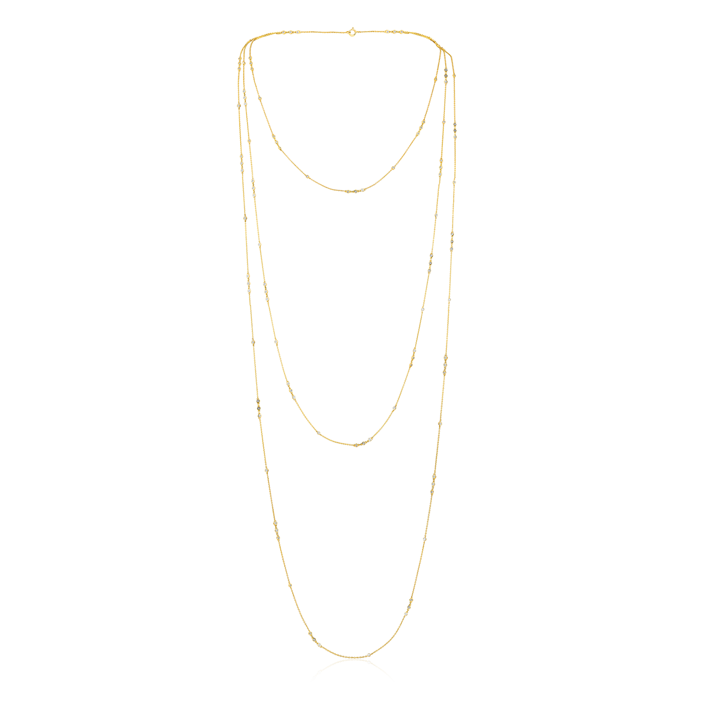 Solid Gold 1.13ct Natural Diamond 48 inch By-Yard Necklace