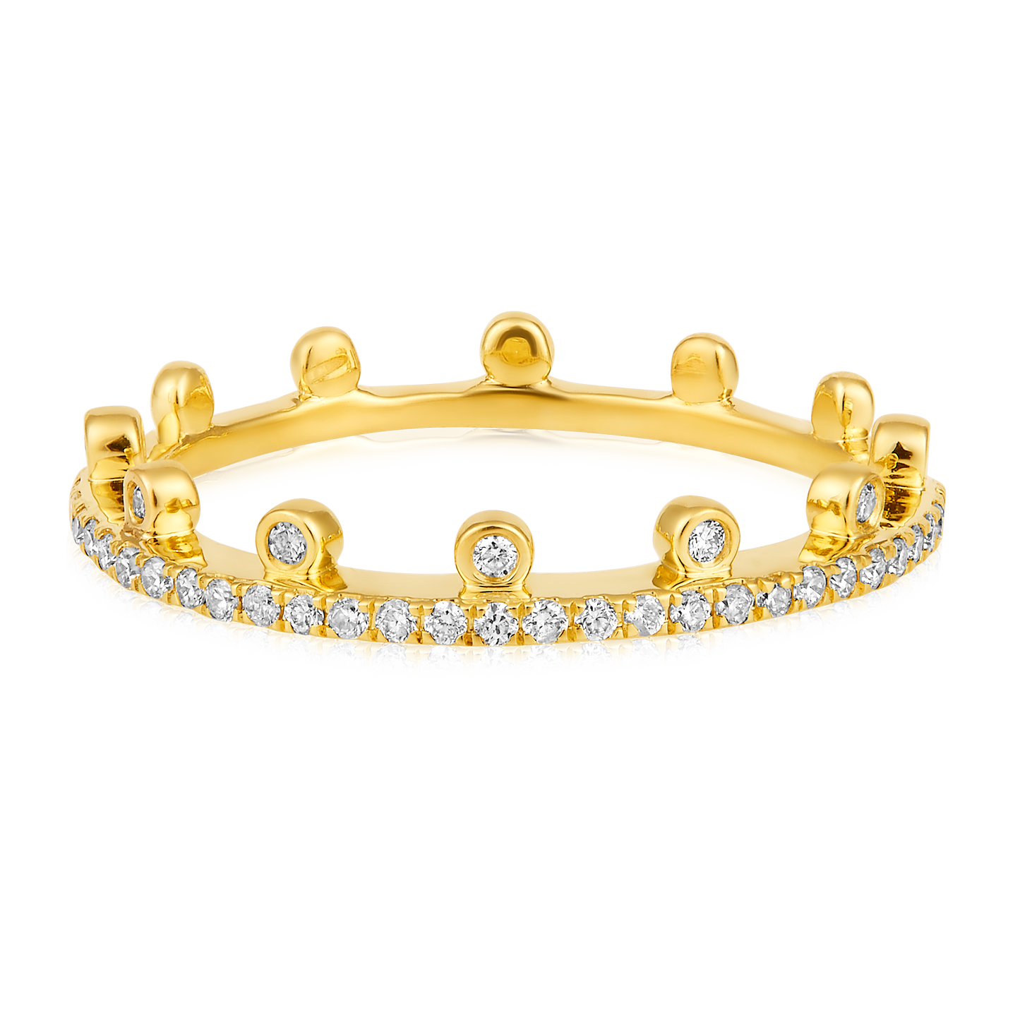 Solid Gold 0.2ct Natural Diamond Crown Band Throne Ring