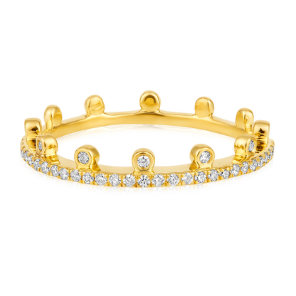Solid Gold 0.2ct Natural Diamond Crown Band Throne Ring