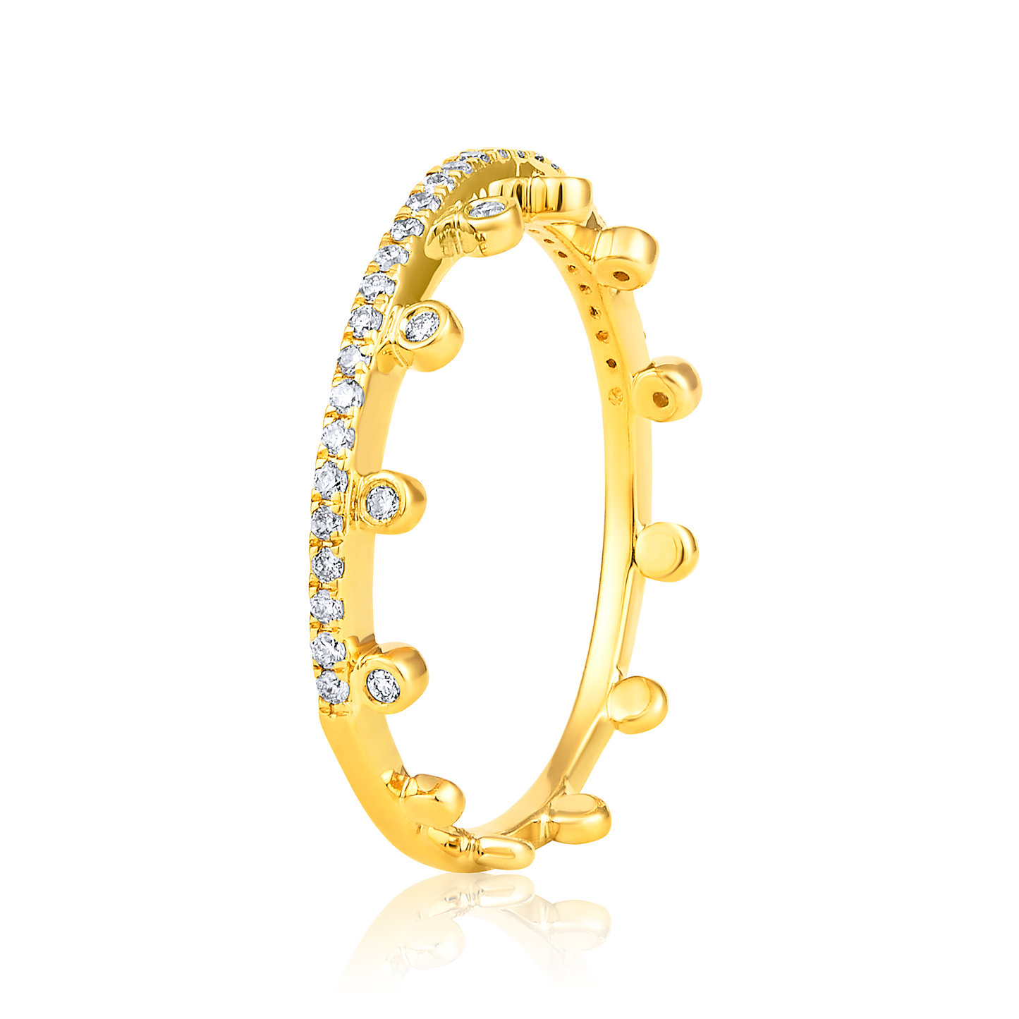 Solid Gold 0.2ct Natural Diamond Crown Band Throne Ring