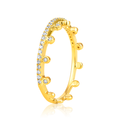 Solid Gold 0.2ct Natural Diamond Crown Band Throne Ring