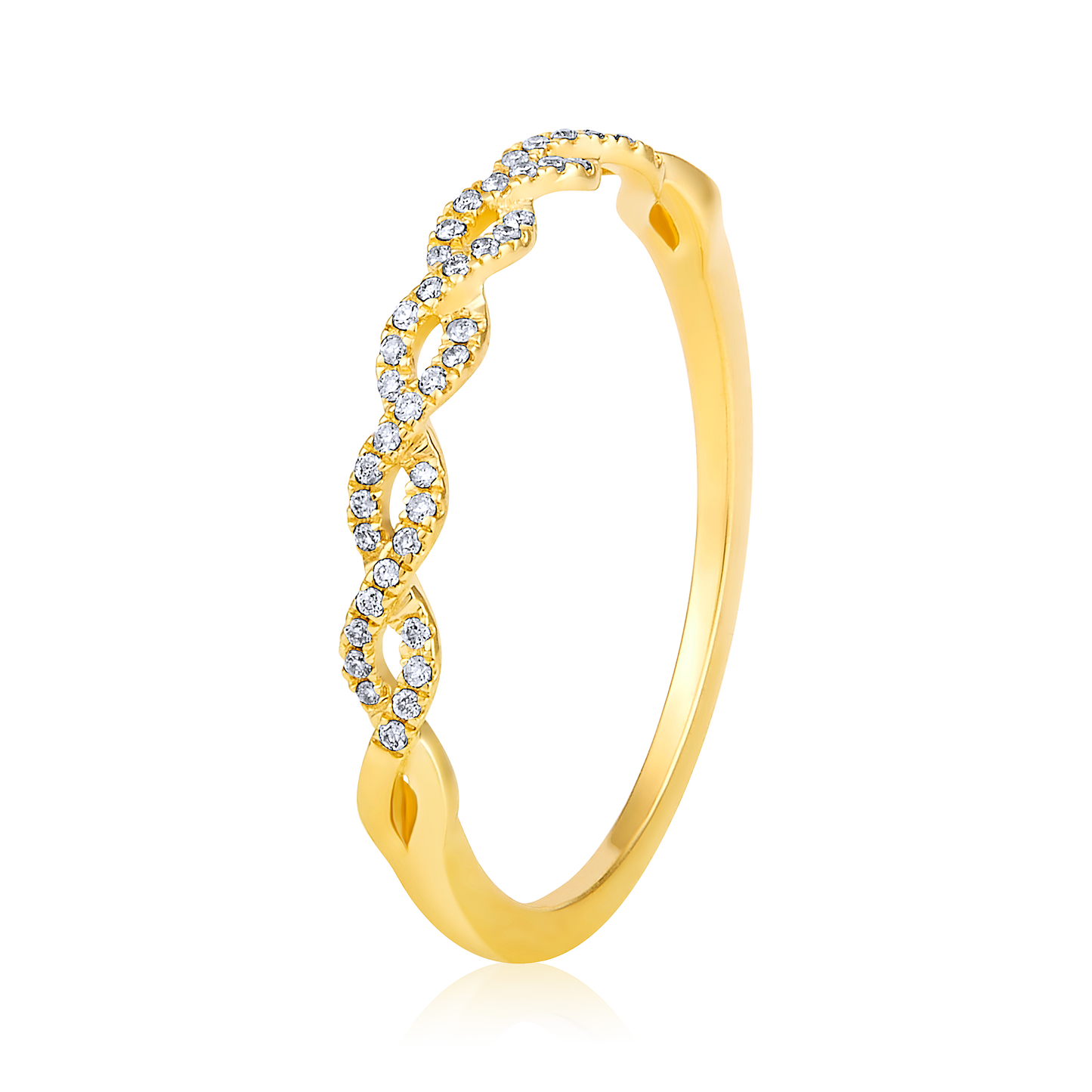 Solid Gold 0.1ct Natural Diamond Infinity Band Ring