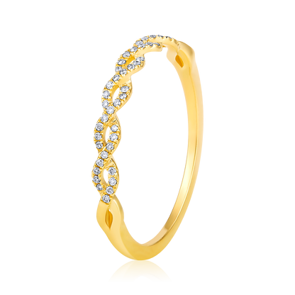 Solid Gold 0.1ct Natural Diamond Infinity Band Ring