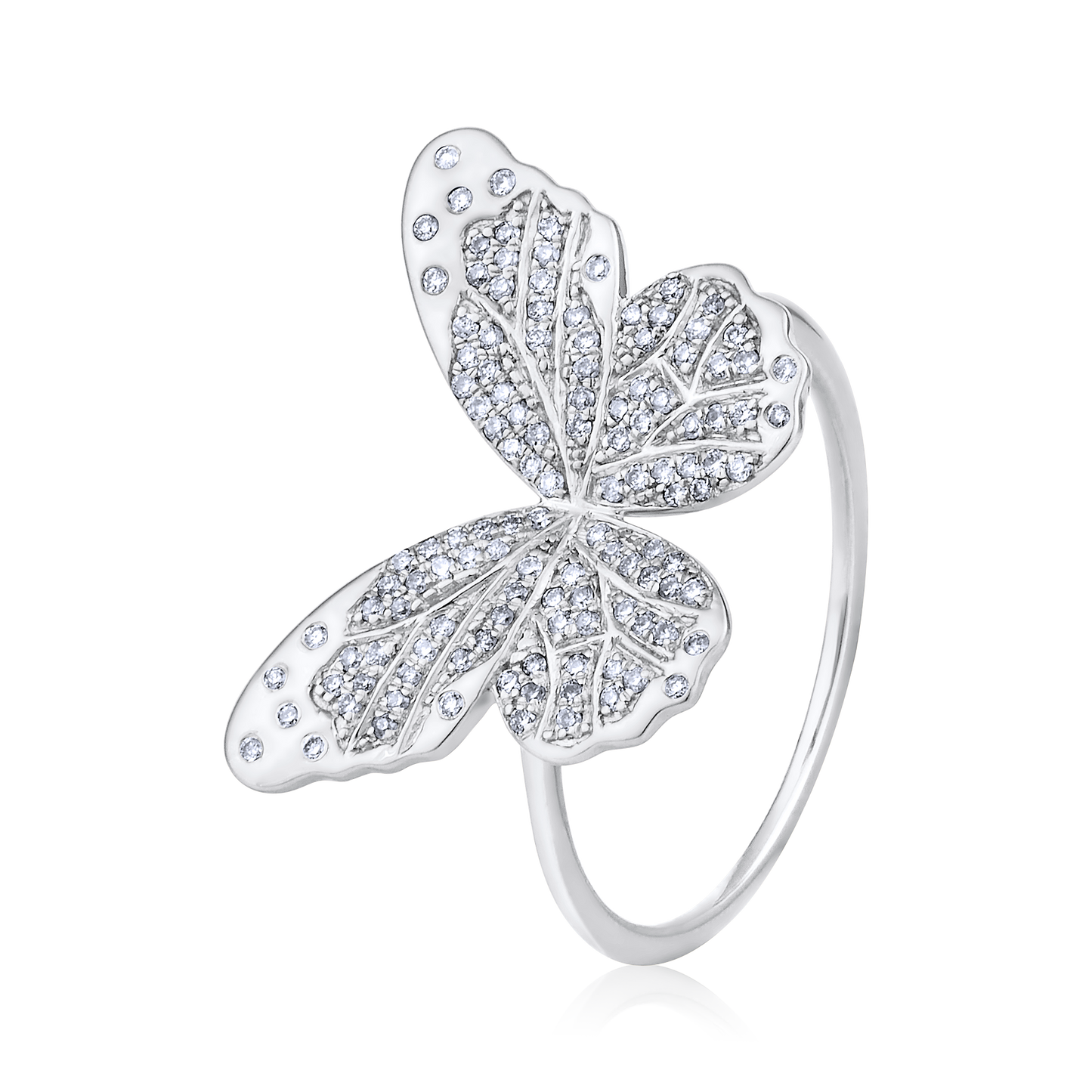 Solid Gold 0.3ct Natural Diamond Butterfly Charm Nature Insect Ring