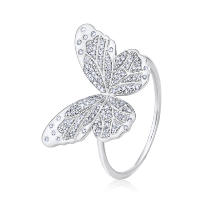 Solid Gold 0.3ct Natural Diamond Butterfly Charm Nature Insect Ring