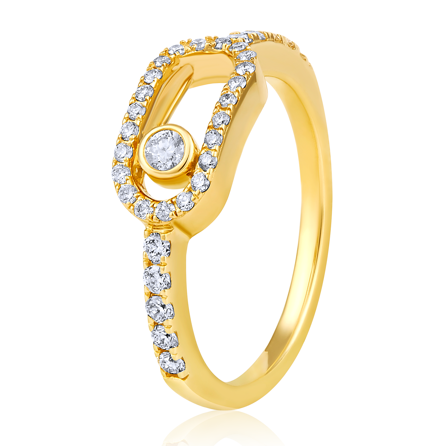 Solid Gold 0.4ct Natural Diamond Move Uno Paperclip Ring