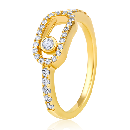 Solid Gold 0.4ct Natural Diamond Move Uno Paperclip Ring