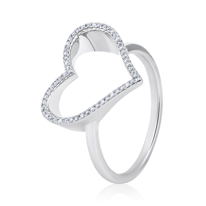 Solid Gold 0.11ct Natural Diamond Heart Open CutOut Ring
