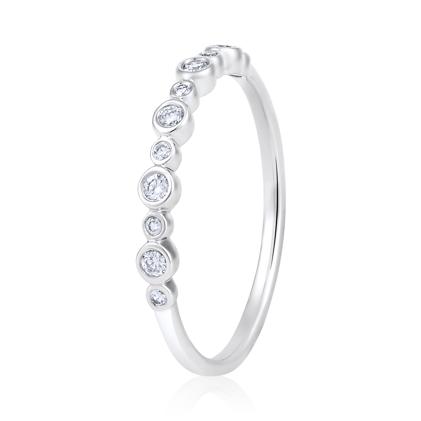 Solid Gold 0.13ct Natural Diamond Bead Bezel Ring