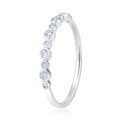 Solid Gold 0.13ct Natural Diamond Bead Bezel Ring