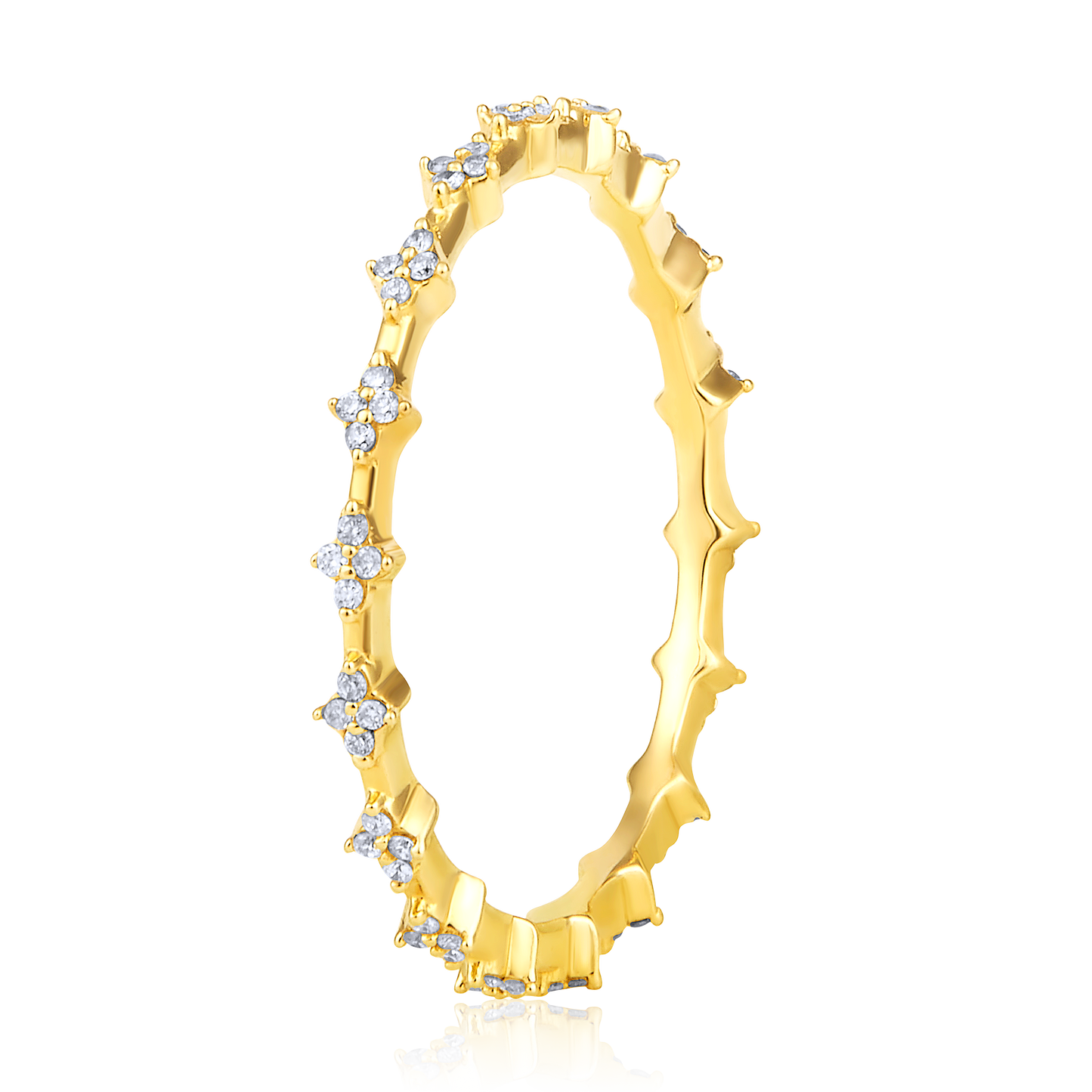 Solid Gold 0.12ct Natural Diamond Eternity Band Spike Ring