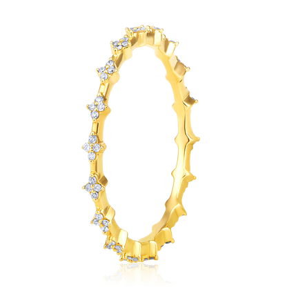 Solid Gold 0.12ct Natural Diamond Eternity Band Spike Ring