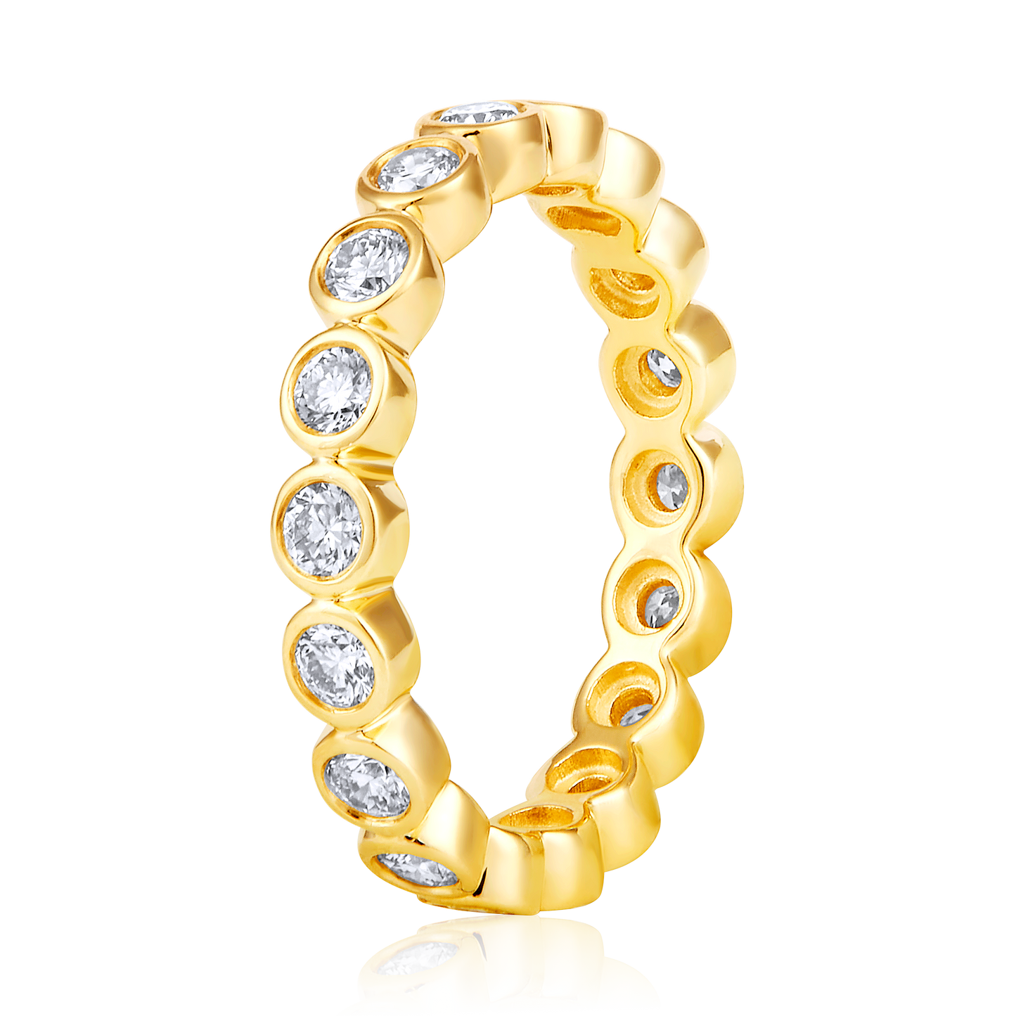 Solid Gold 1.02ct Natural Diamond Eternity Bezel Bead Band Ring