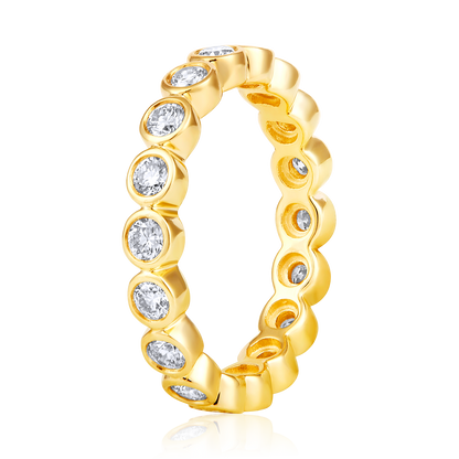 Solid Gold 1.02ct Natural Diamond Eternity Bezel Bead Band Ring