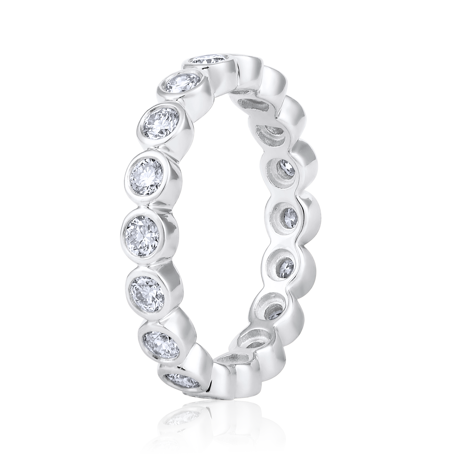 Solid Gold 1ct Natural Diamond Eternity Band Bezel Ring