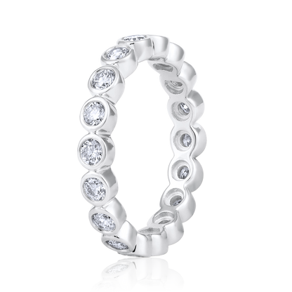 Solid Gold 1ct Natural Diamond Eternity Band Bezel Ring