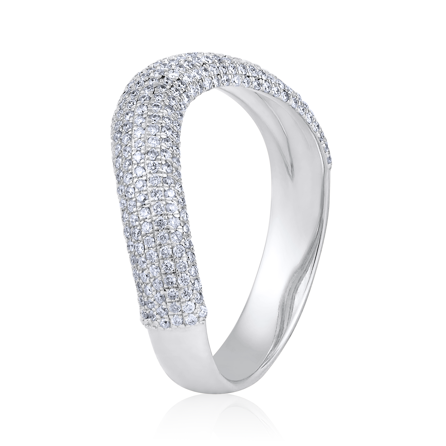 Solid Gold 0.44ct Natural Diamond Curved Wave Band Ring