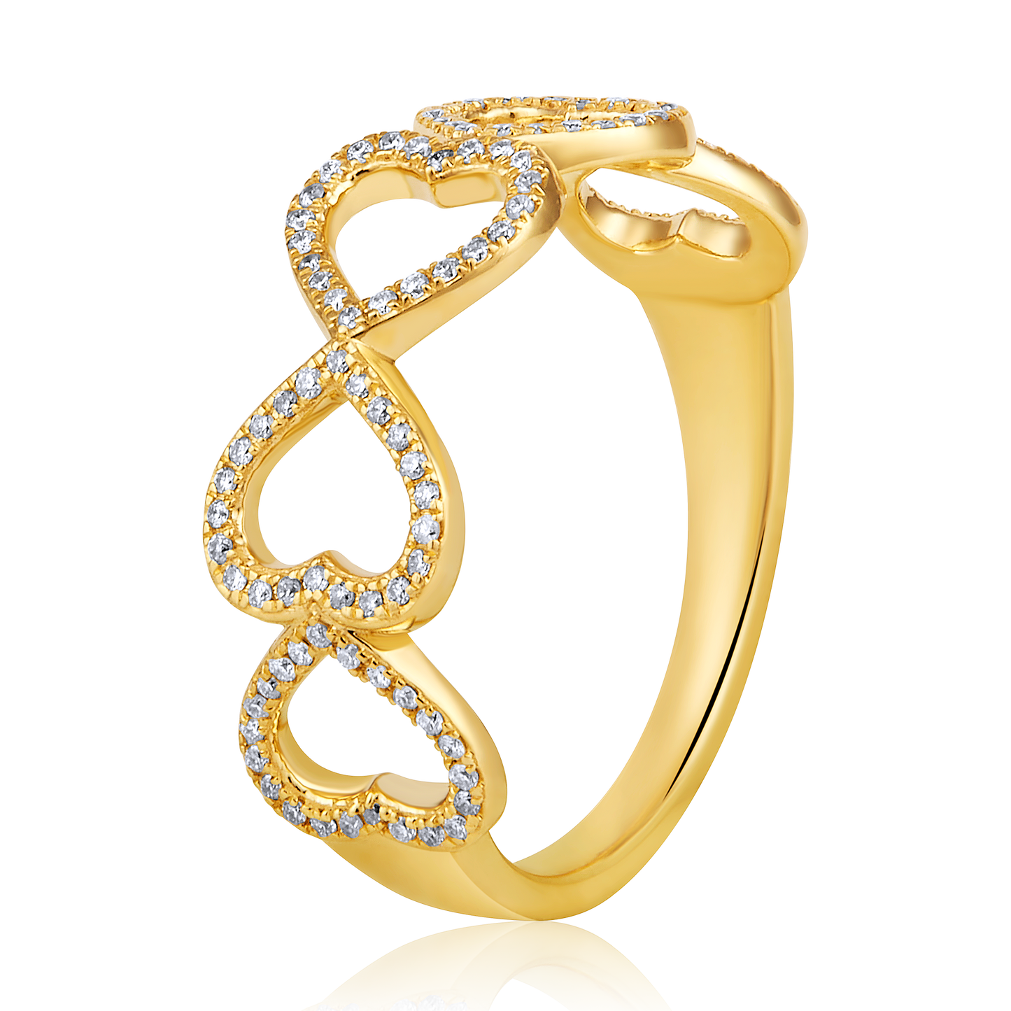Solid Gold 0.2ct Natural Diamond Heart Link Infinity Ring
