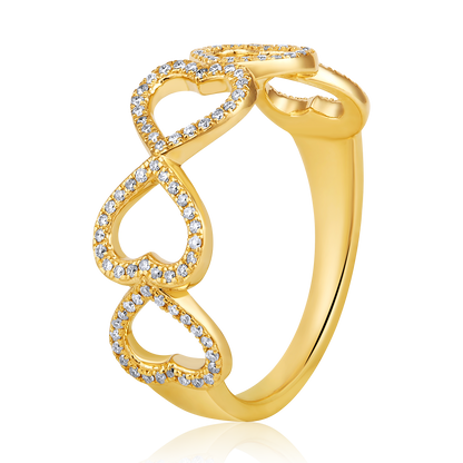 Solid Gold 0.2ct Natural Diamond Heart Link Infinity Ring