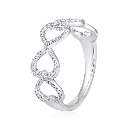 Solid Gold 0.2ct Natural Diamond Multi Heart Infiniti Ring