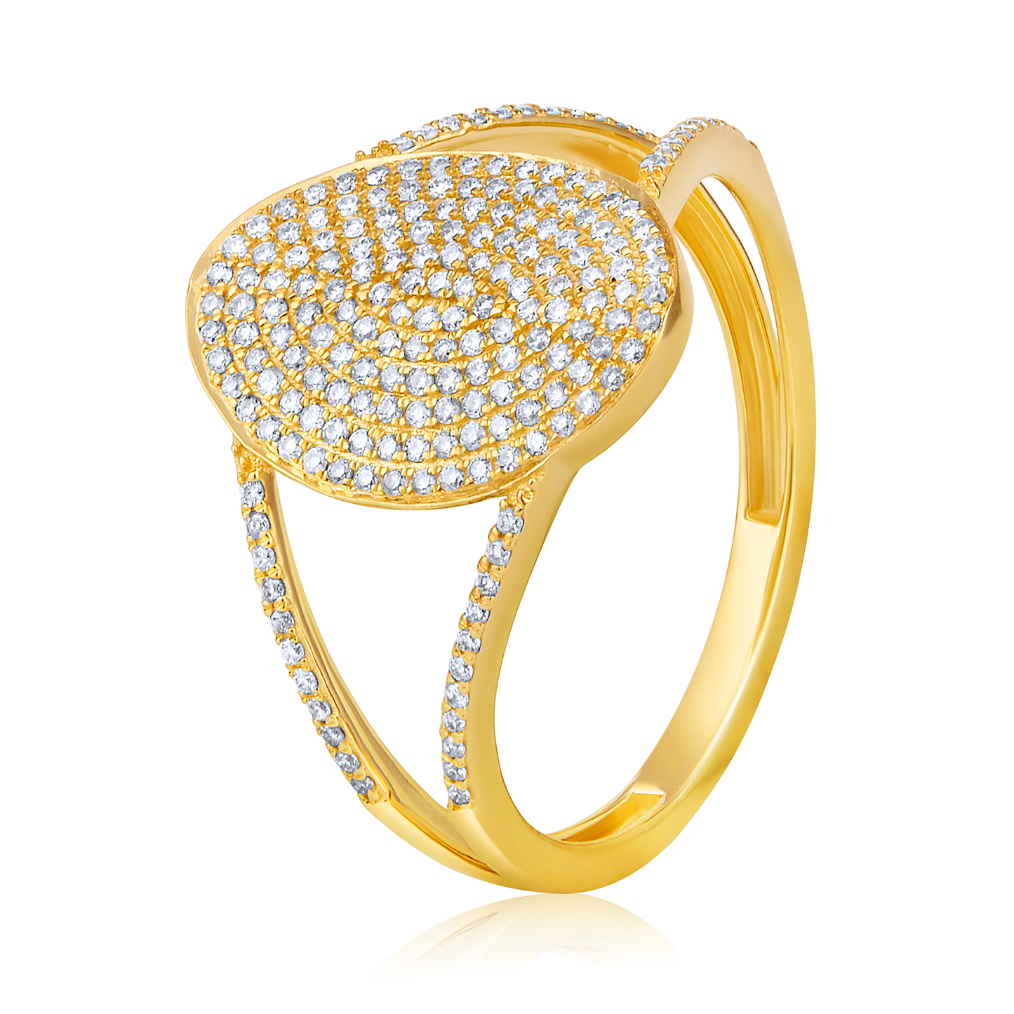 Solid Gold 0.33ct Natural Diamond Oval Signet Studded Ring