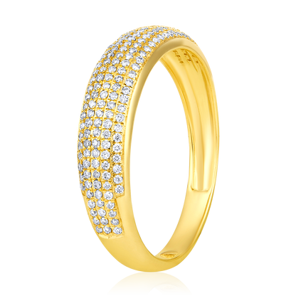 Solid Gold 0.3ct Natural Diamond Studded Dome Band Ring